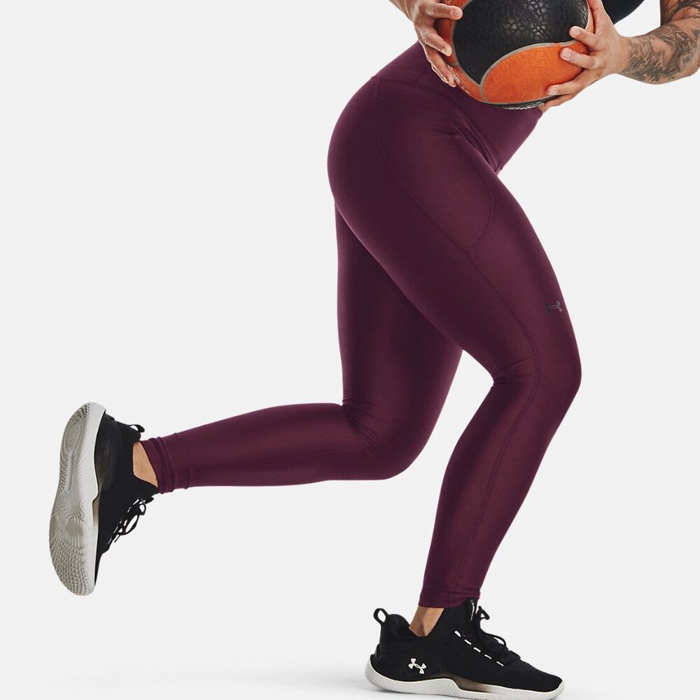Under Armour HiRise Compression Leggings, Dark Maroon, L Tall
